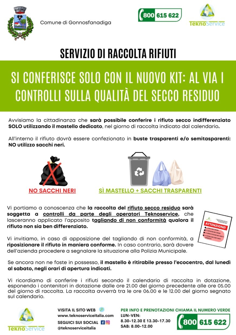 Volantino Regolamentazione Ritiro Secco Indifferenziato - Gonnosfanadiga